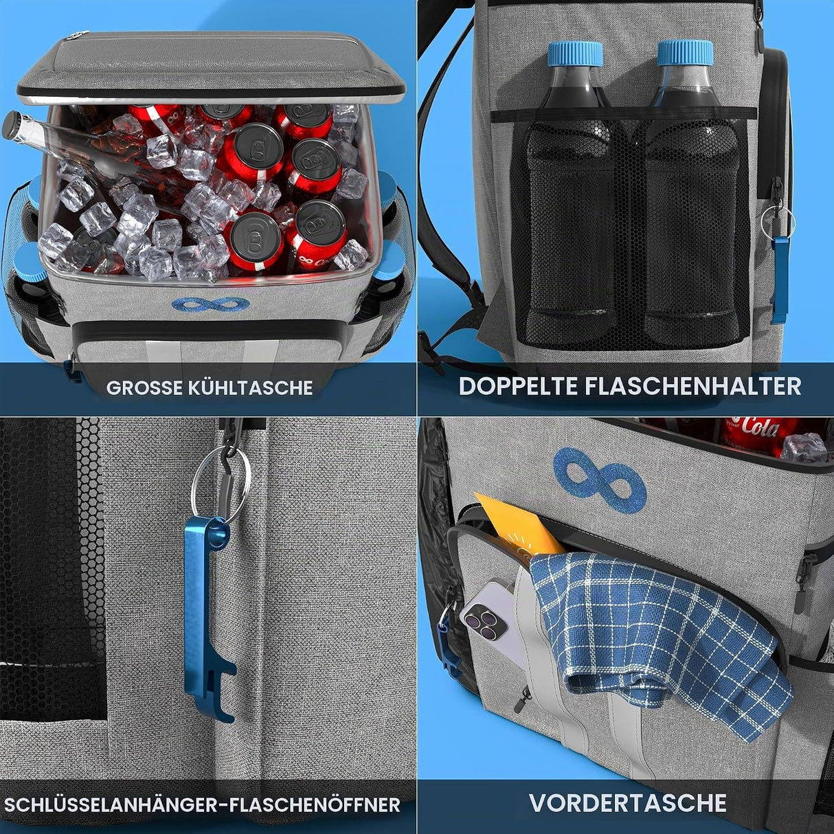 Everlasting Comfort Cooler Backpack Koeltas 34L Waterproof Grijs