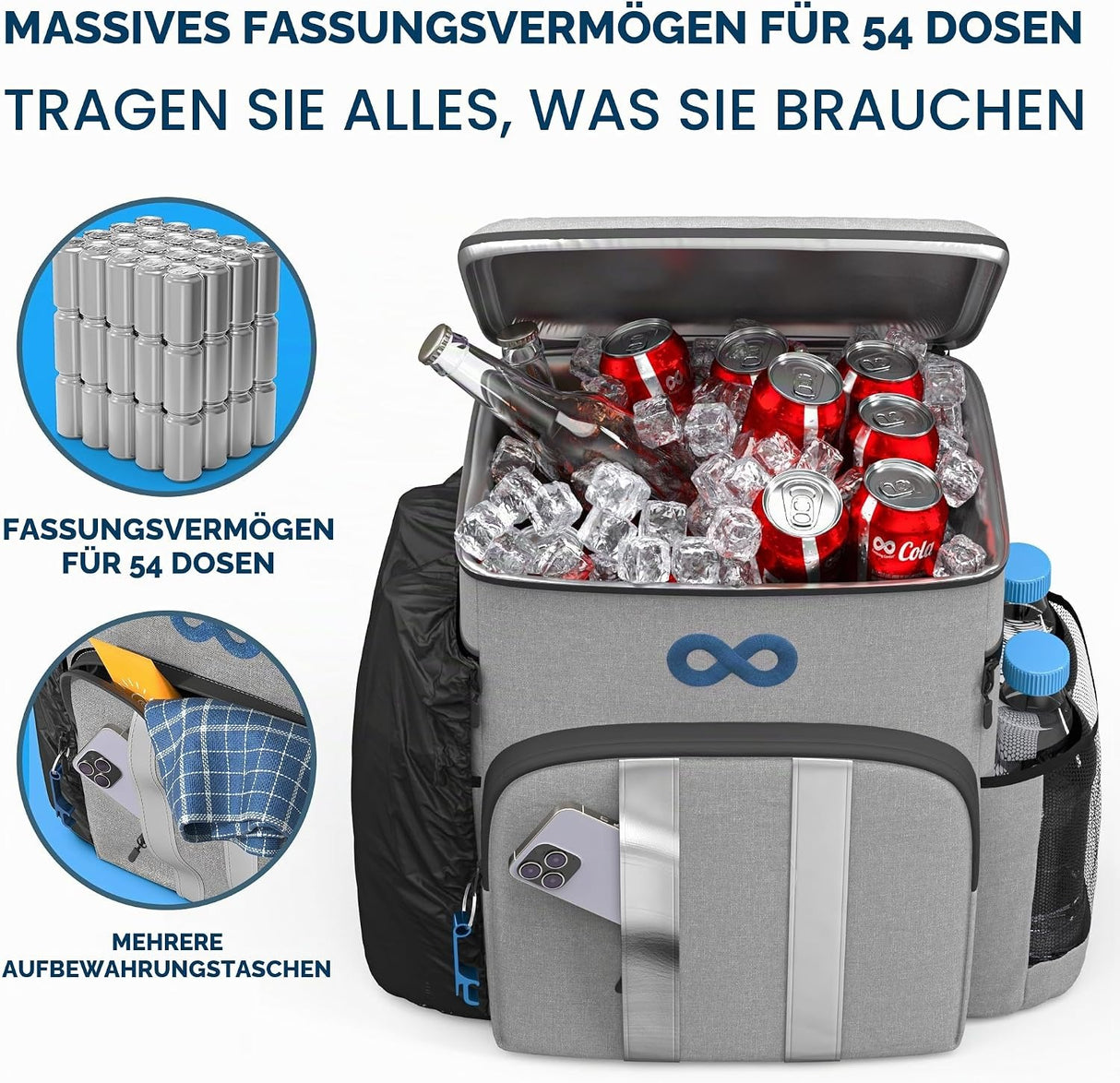 Everlasting Comfort Cooler Backpack Koeltas 34L Waterproof Grijs