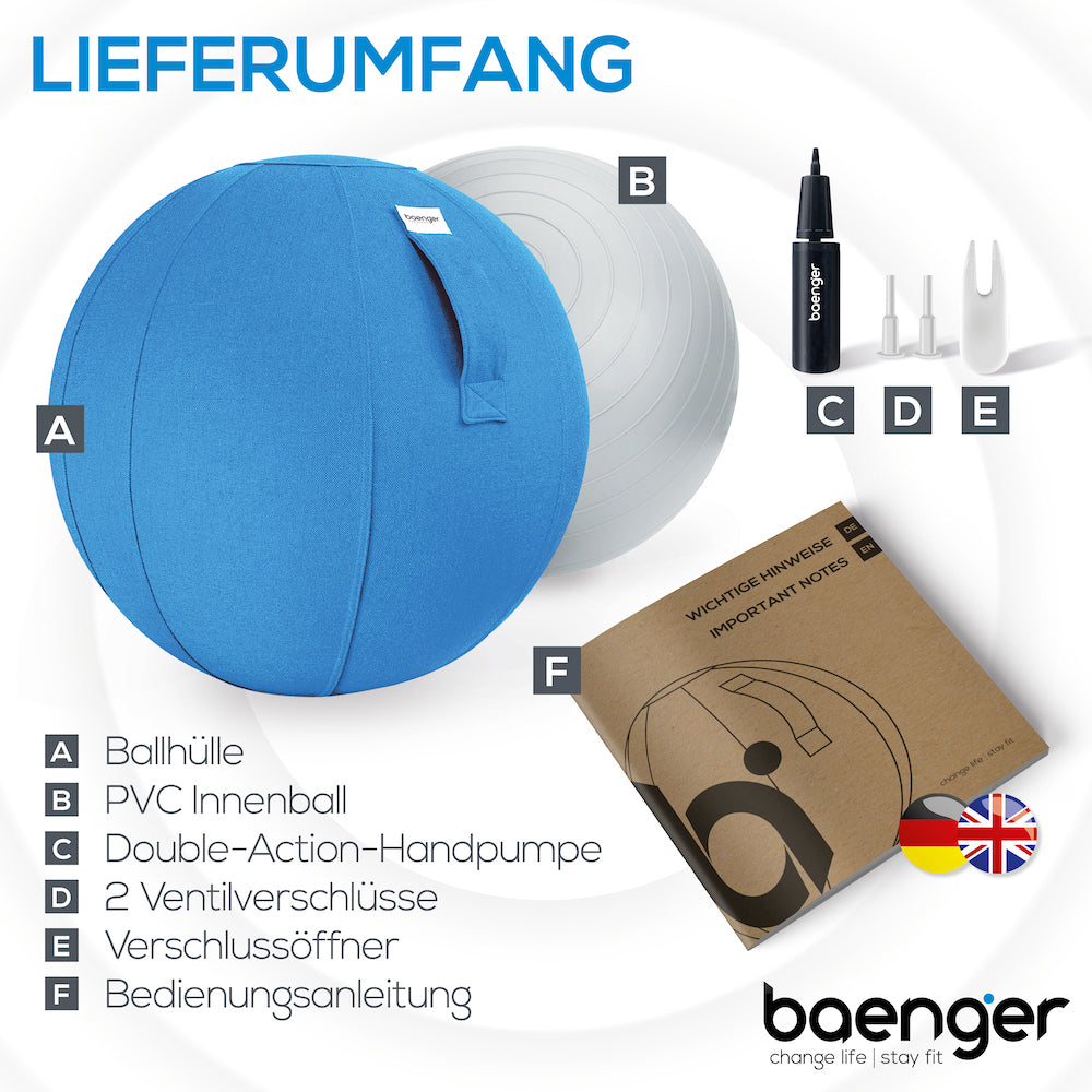 Baenger Fitness Yoga Exercise Ball Gym Bal - incl Wasbare hoes - incl pomp - Rood